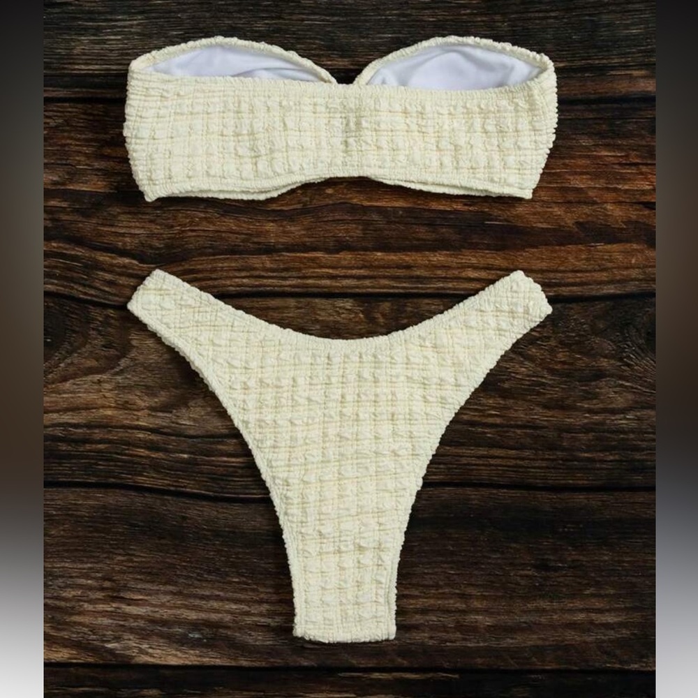 Elegant Cream Textured Bikini Set - Picture 6 of 6